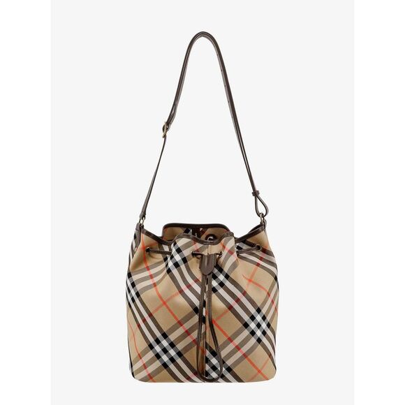 Burberry Women Canvas Bucket Bag With Check Motif - Picture 3 of 5